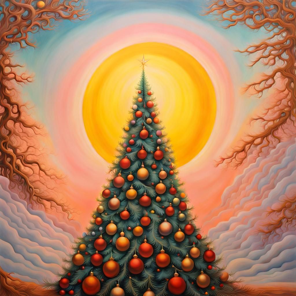 Lady Christmas Tree with Men, Salvador Dali Style