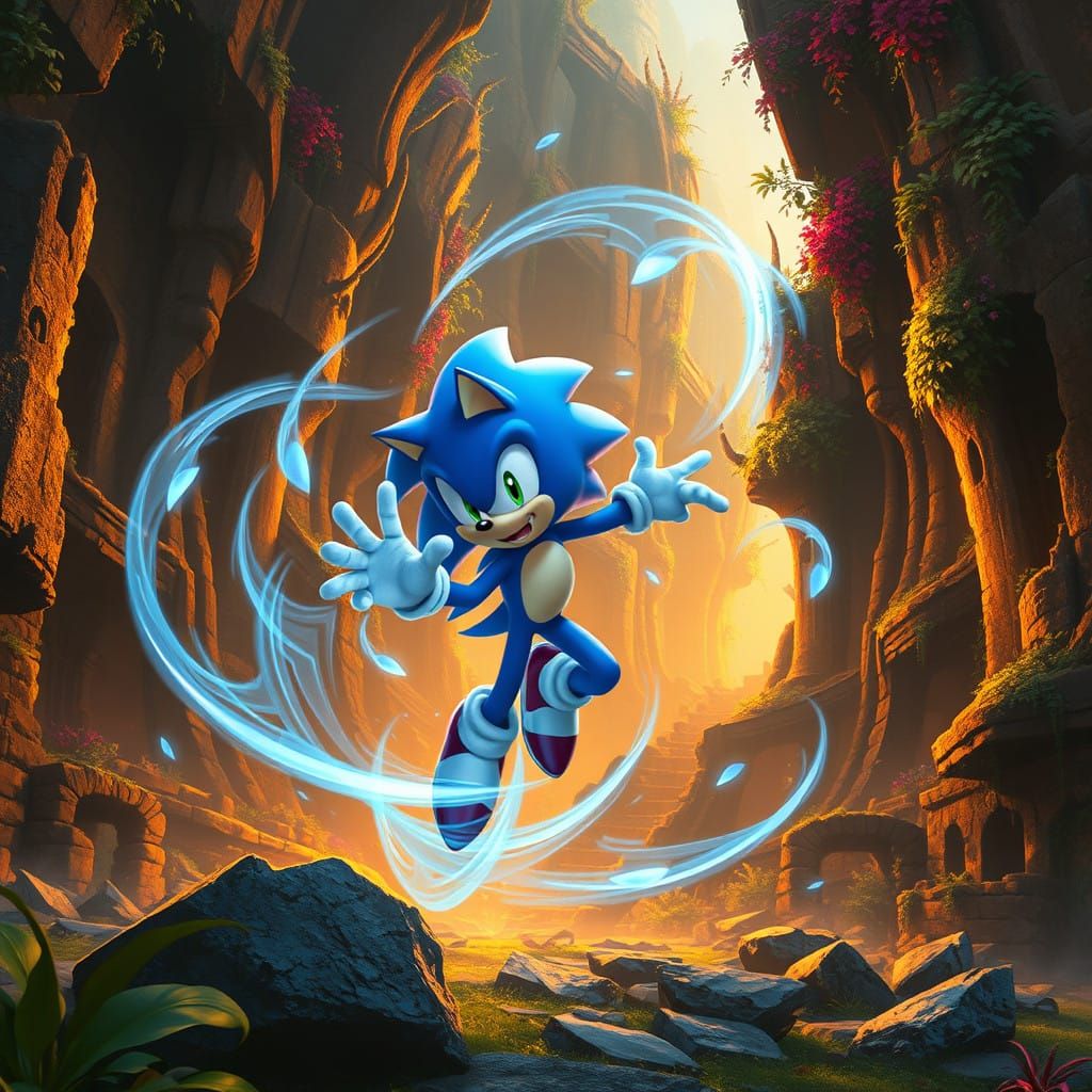 Ethereal Sonic in Ancient Ruins