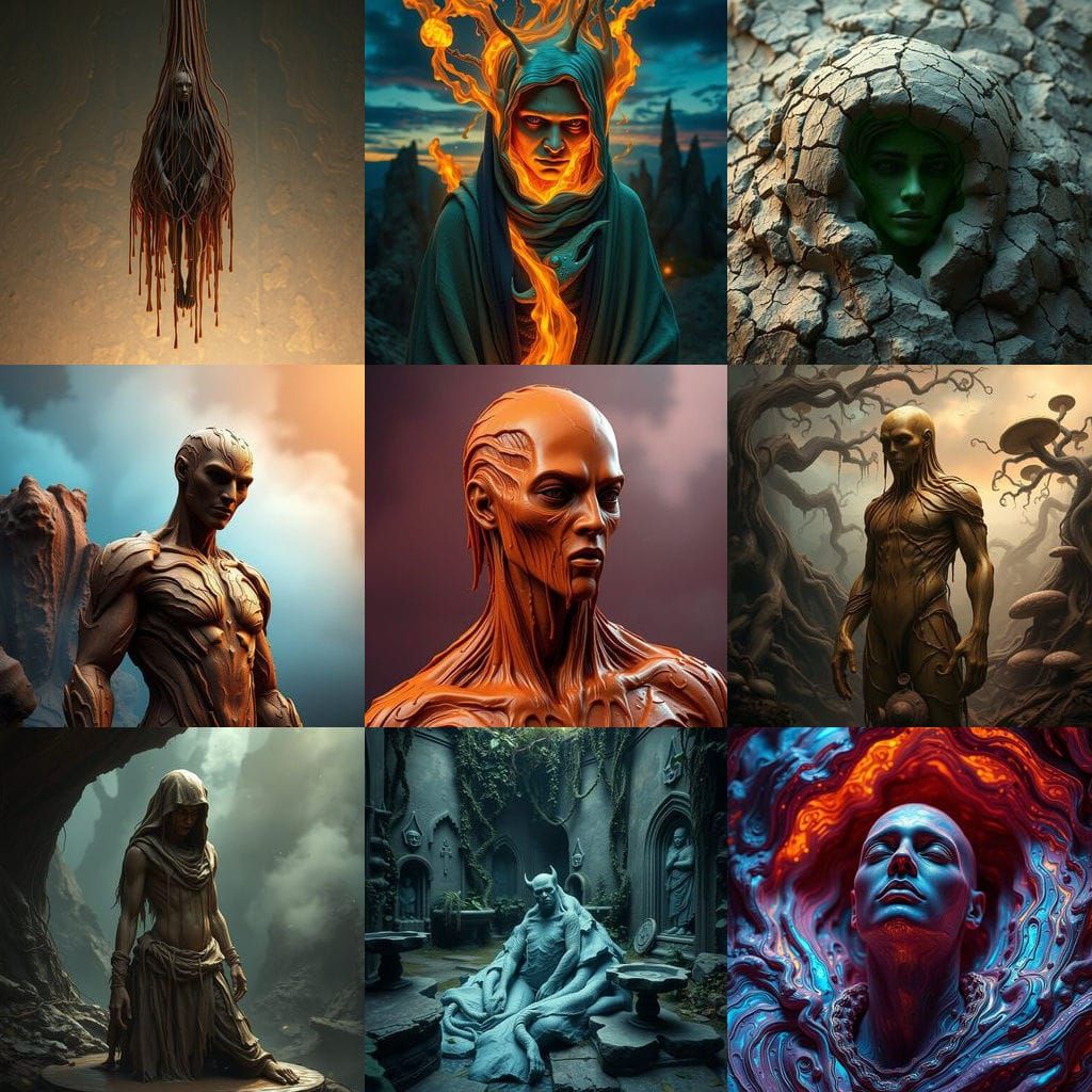 Human Formed from Clay in a Fantastical Scene