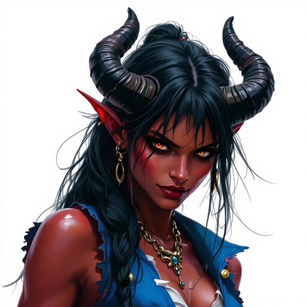 Tiefling Pirate Concept Portrait for Gaming Book