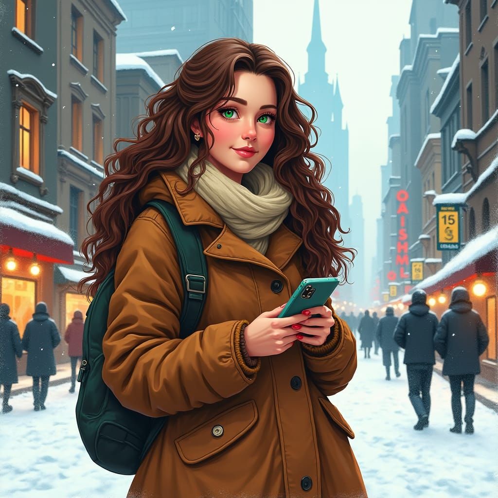 Lisa Murmanskaya in Modern Cityscape, Street Art