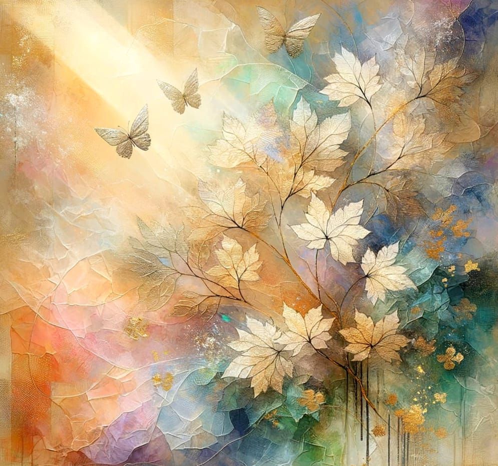 Ethereal Autumn Collage with Butterflies