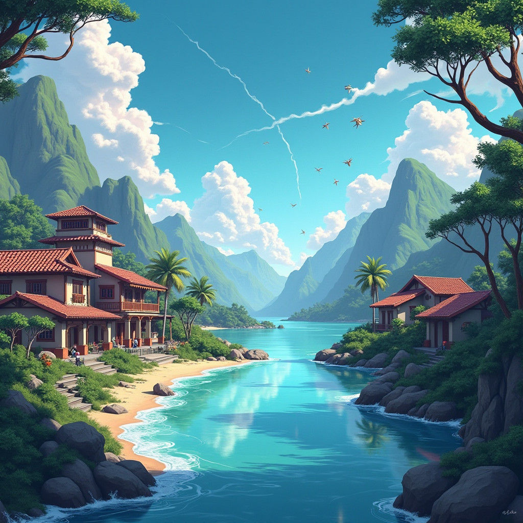 Anime Pueblo Under Threat From Dark Sky