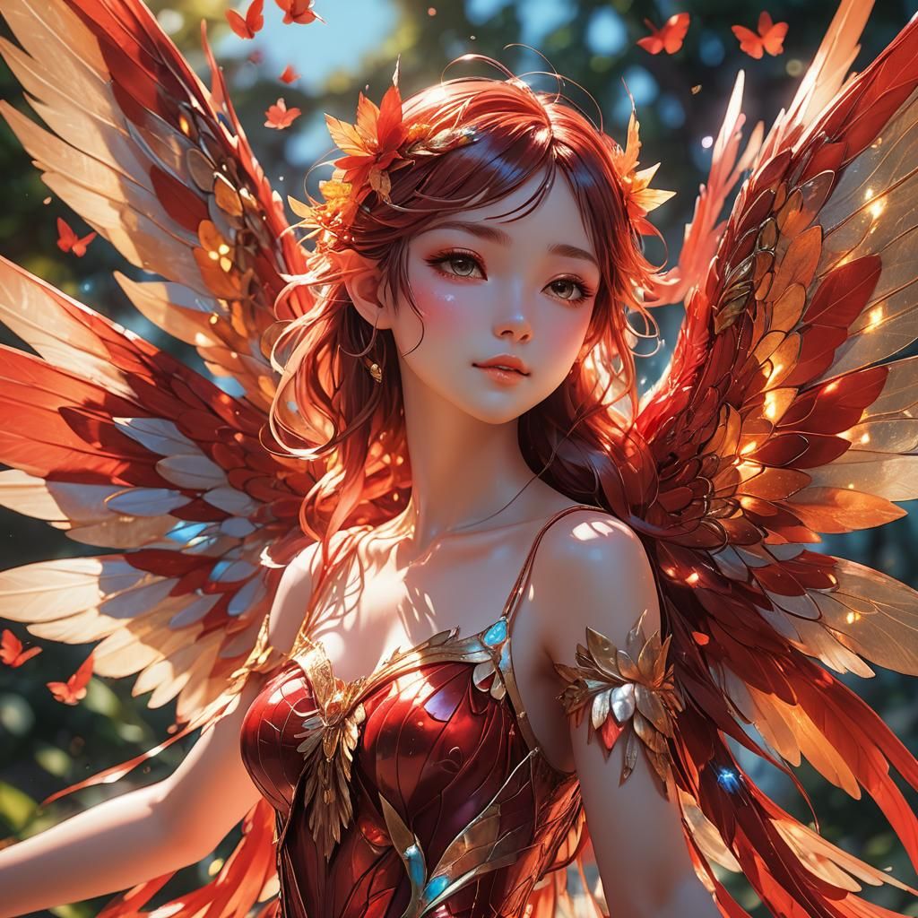 Summer Fairy Soaring in Sunny Anime Art