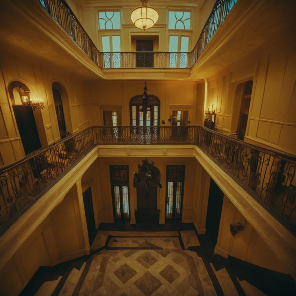 Mansion Foyer Balcony in Cinematic Style