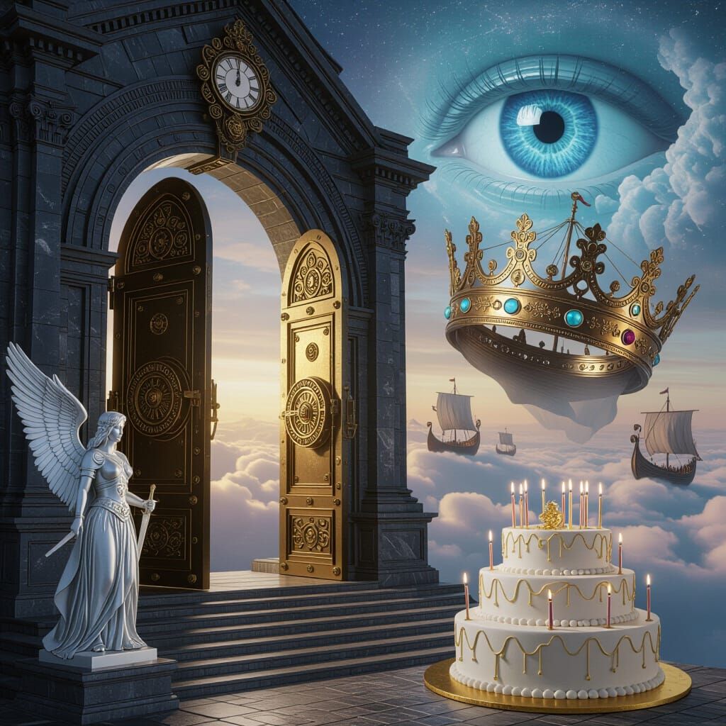 Steampunk Heaven Doorway with Joan of Arc Statue