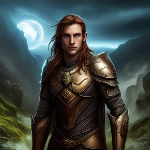 Elven Warrior in Emerald Armor: Fantasy Art