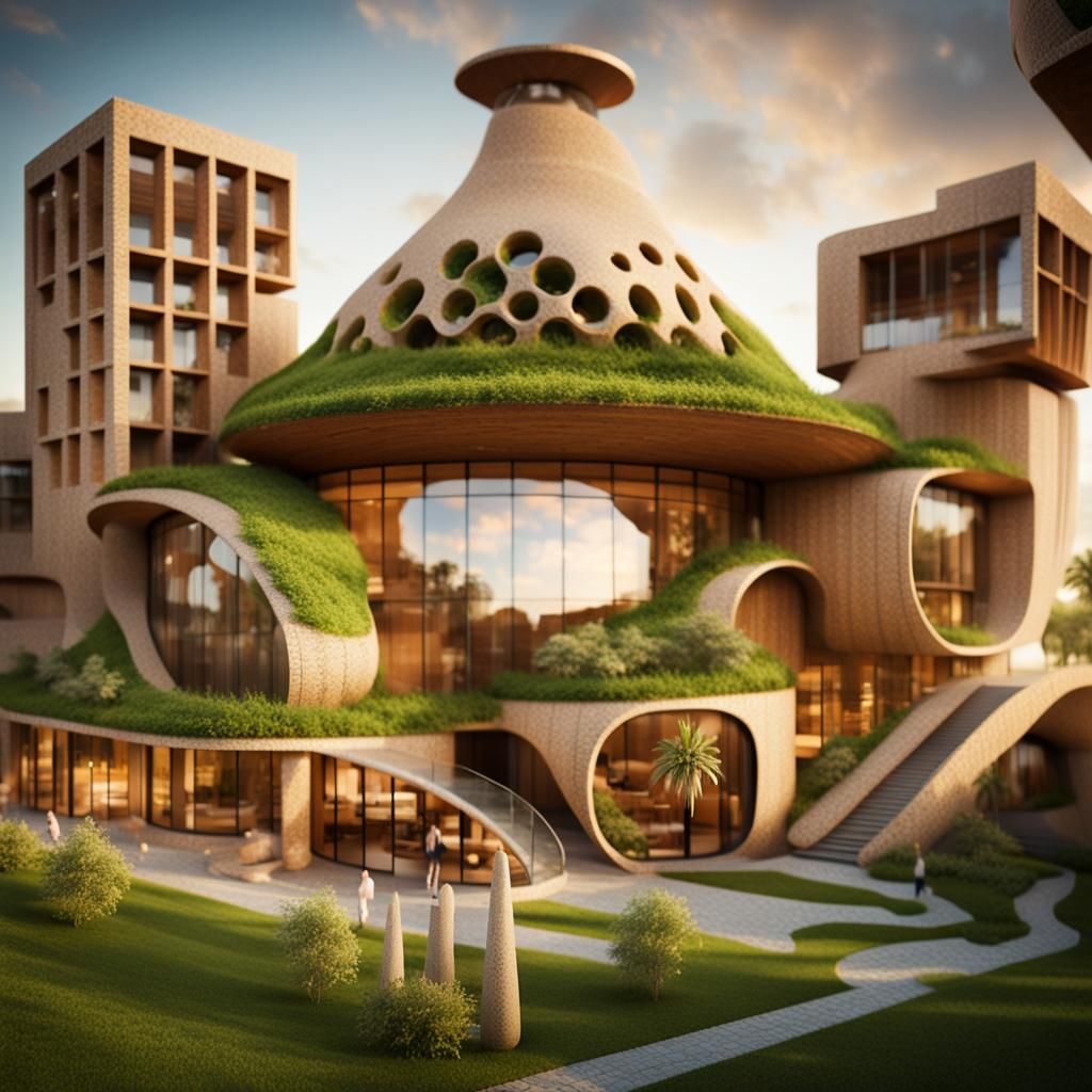 Eco-Friendly Earth Architecture with Lush Green Spaces