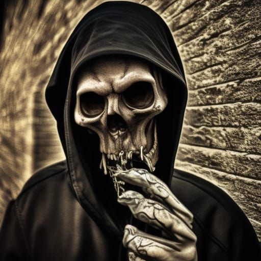 Hyperrealistic Grim Reaper in Cinematic Composition