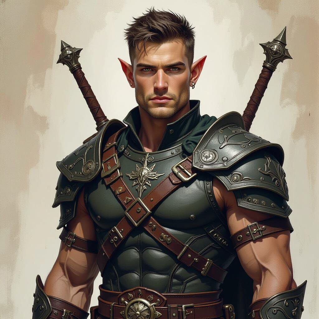 Wood Elf Warrior in Dark Fantasy Style