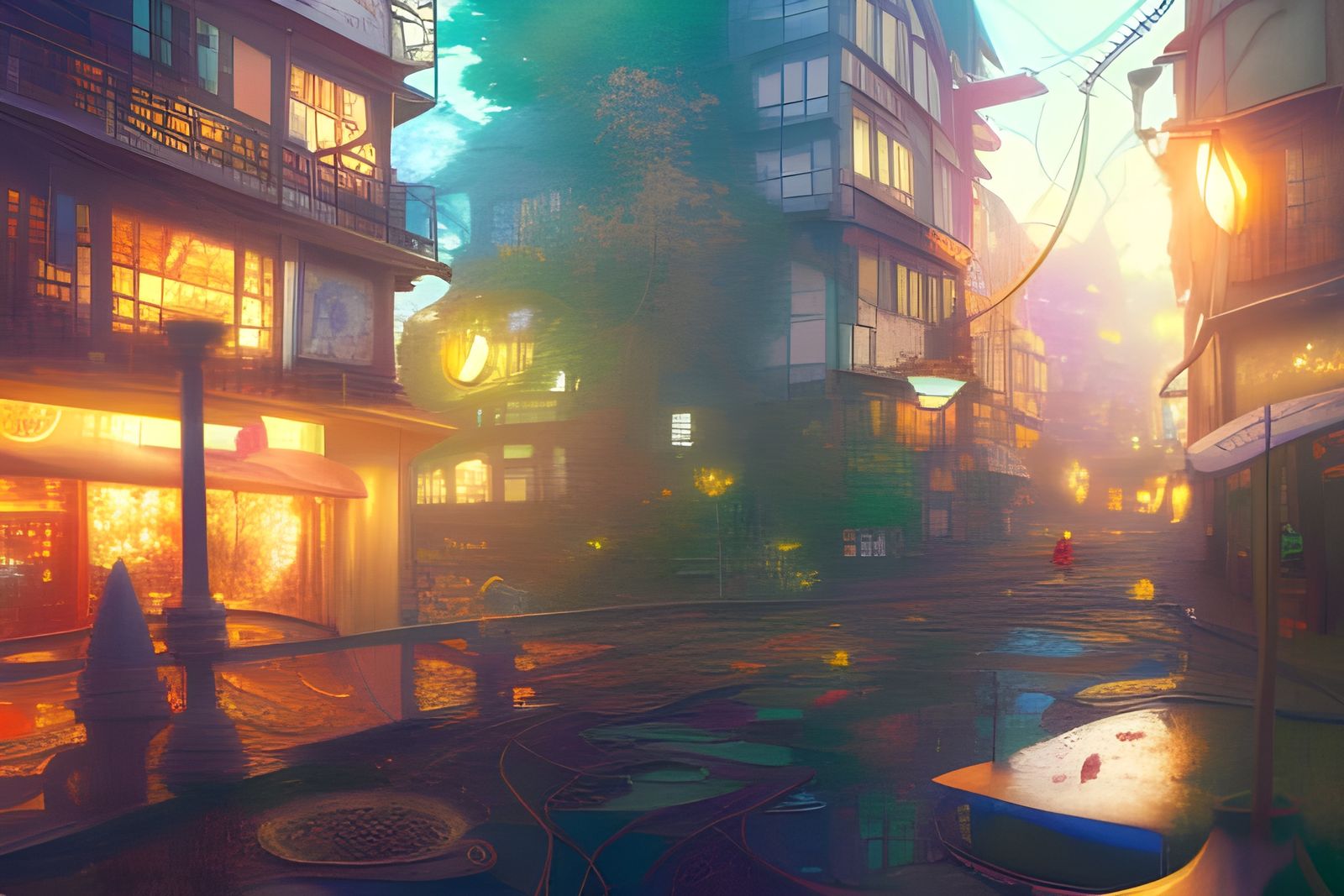 Hyperdetailed Fairy Town Digital Illustration