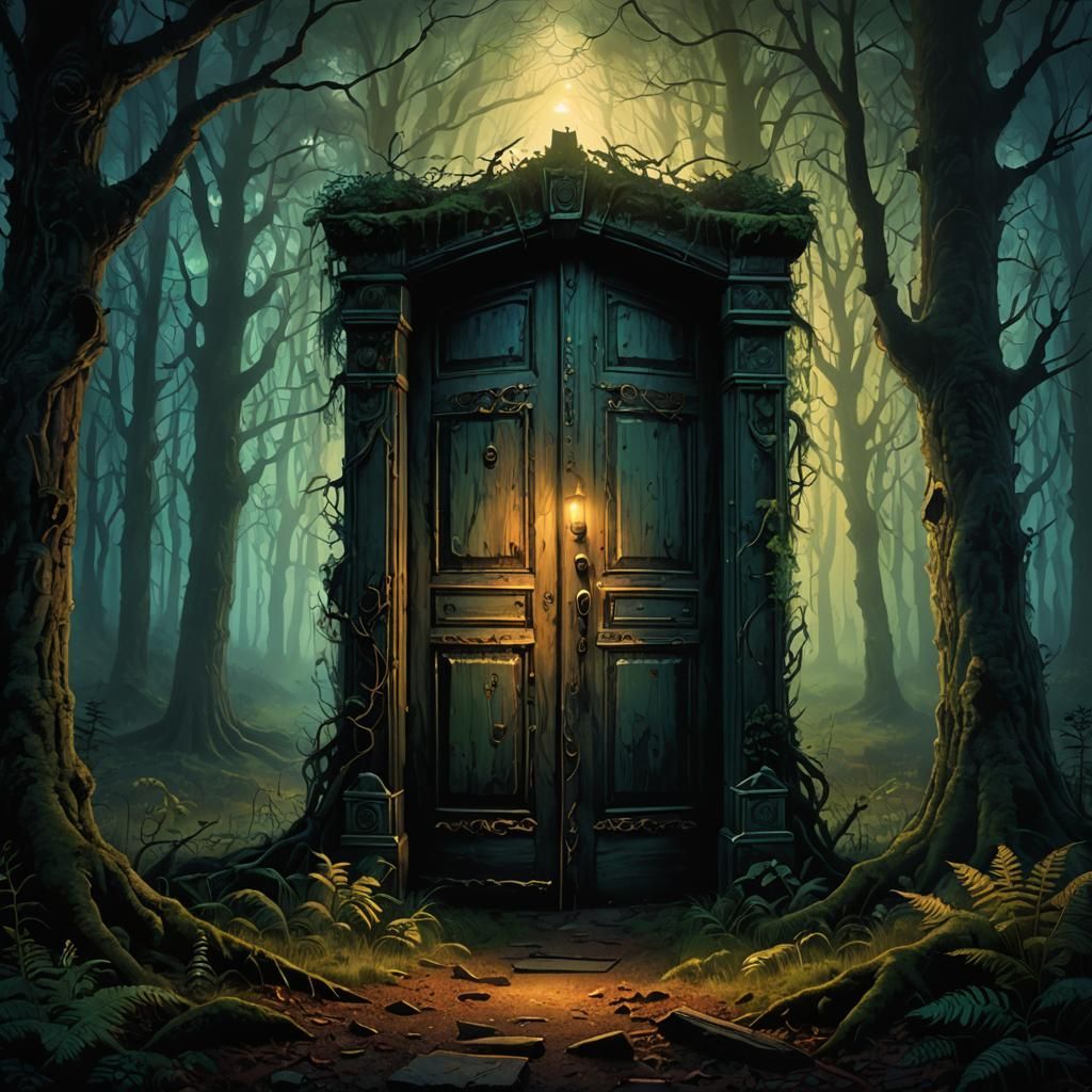 Eerie Forest: Ominous Doorway to a Fantasy Realm