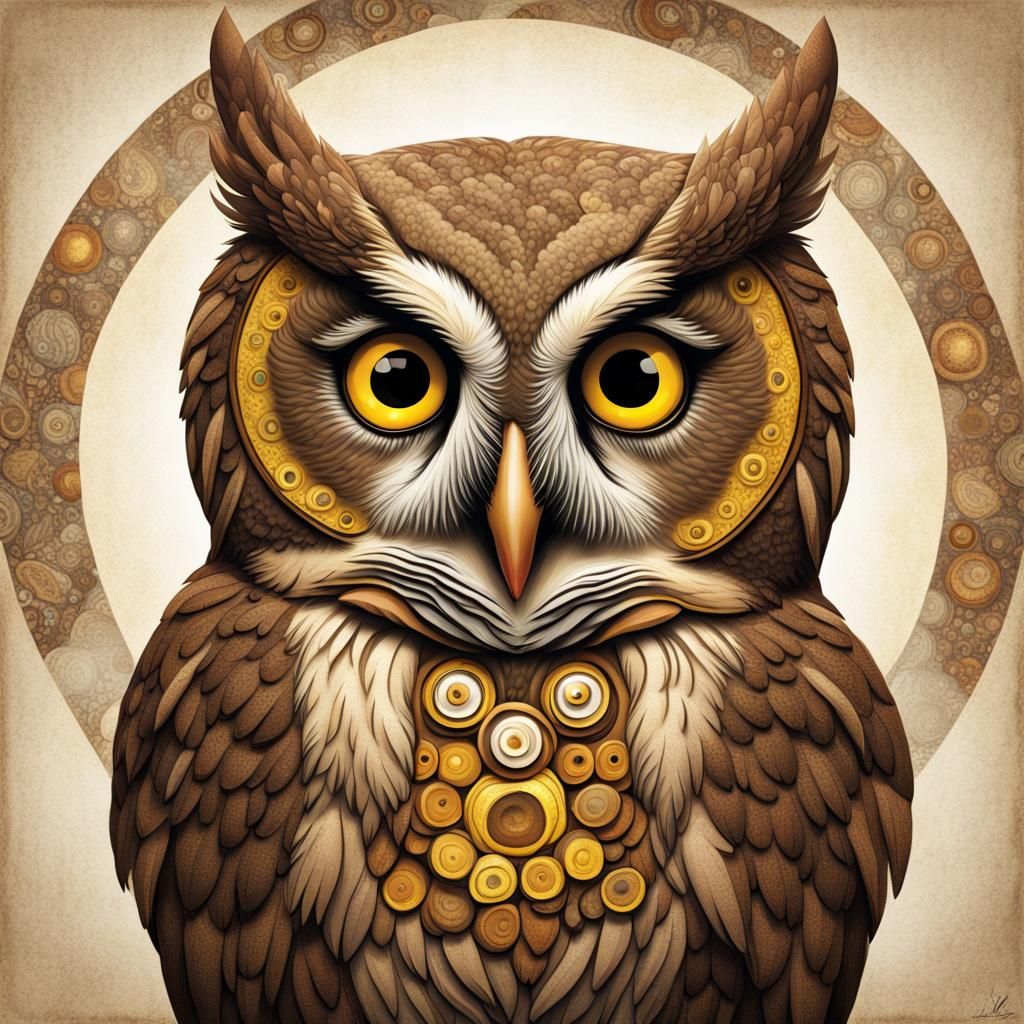 Geometric Barn Owl with Overlapping Circles