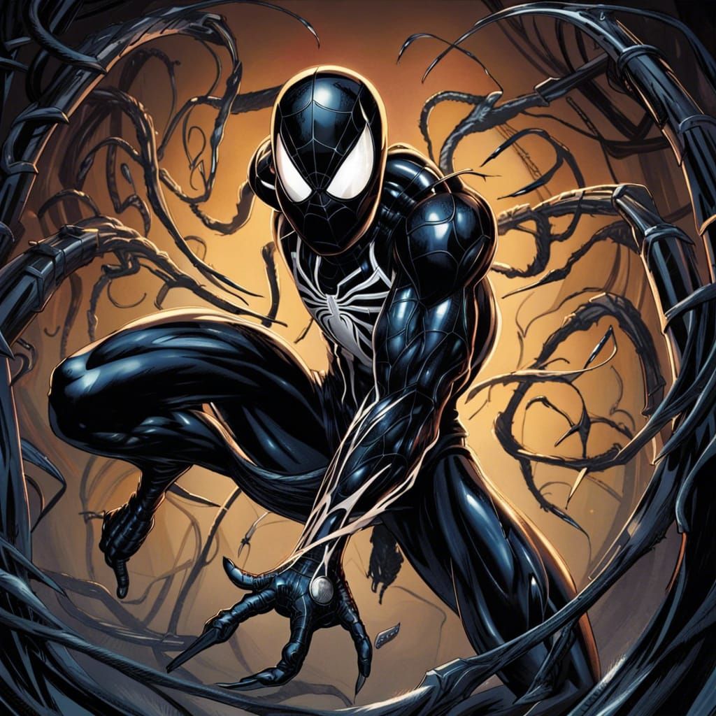 Symbiote Spider-Man in Comic Book Style