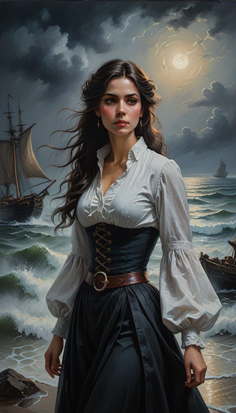 Enigmatic Pirate Siren in Ethereal Acrylic