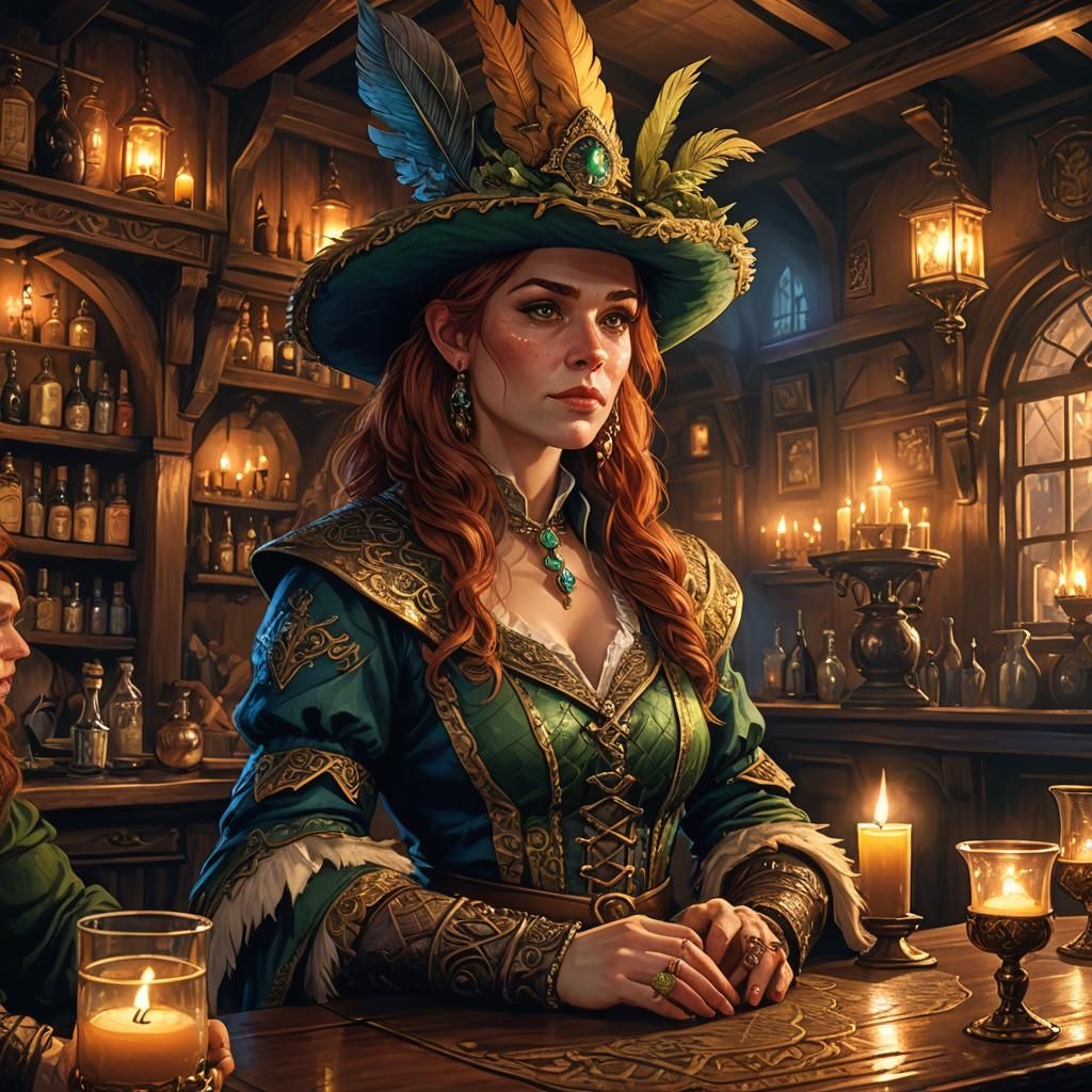 Evil Dwarf Entertainer in Lavish Tavern: Fantasy Concept Art