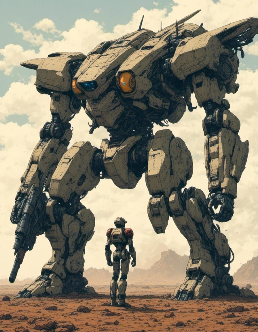 Humanoid Mecha in Desolate Battleground