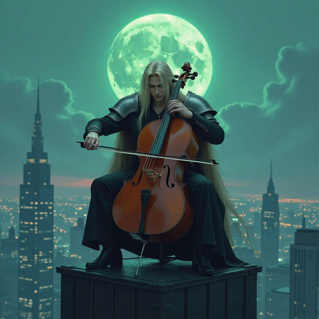 Sephiroth Plays Cello Atop Skyscraper
