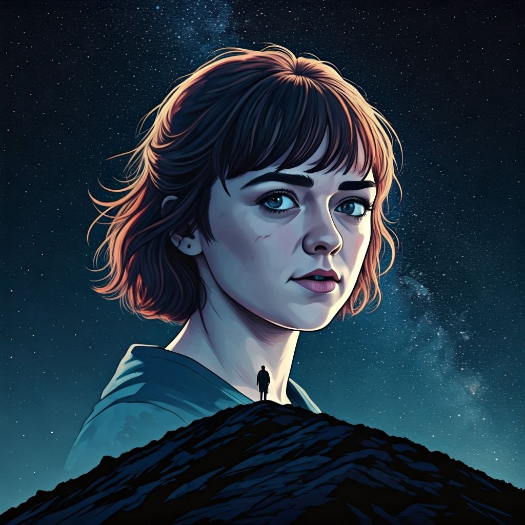 Maisie Williams Gazes into Cosmic Vastness on Mountain Peak