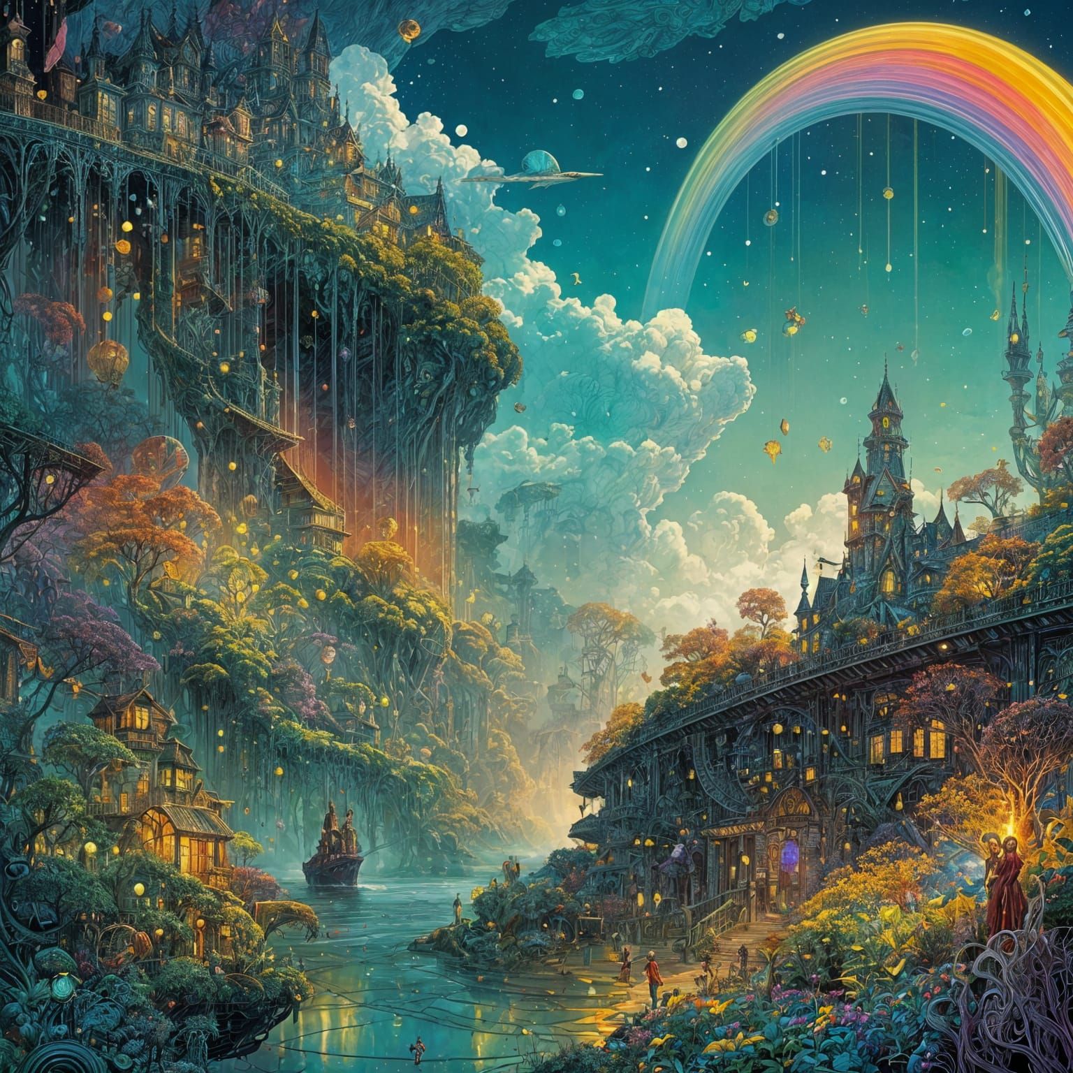 Rainbow Storybook Illustration in Digital Art Style