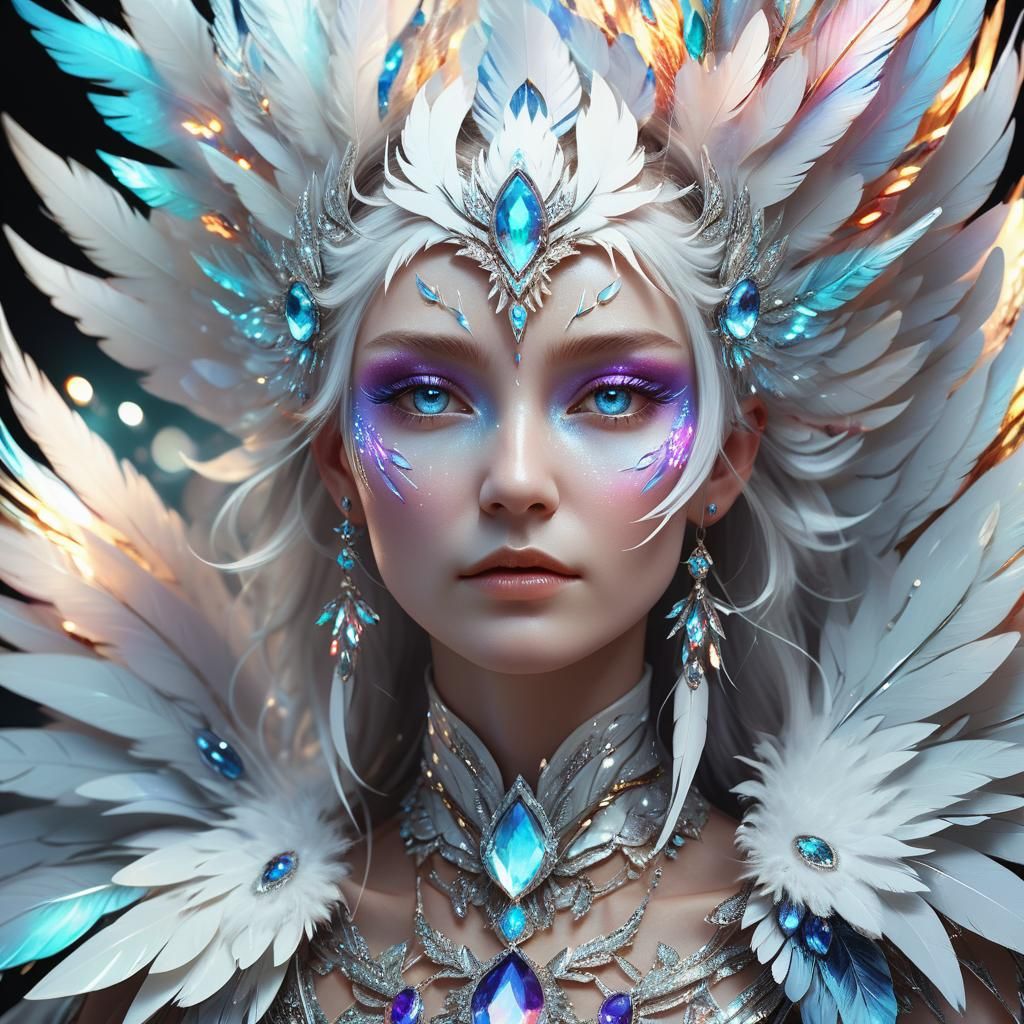 Crystal Phoenix Lady Portrait in Fantasy Style