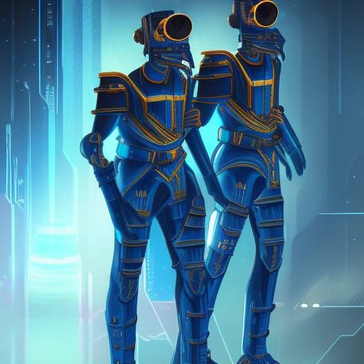 Art Deco Military Captains in Cyberpunk Armor