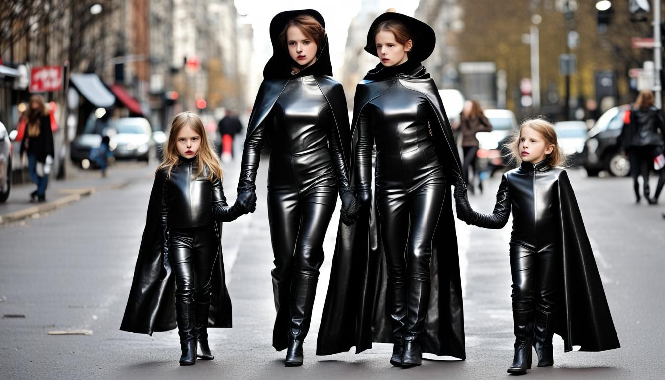 Leather Outfits and Capes on City Street