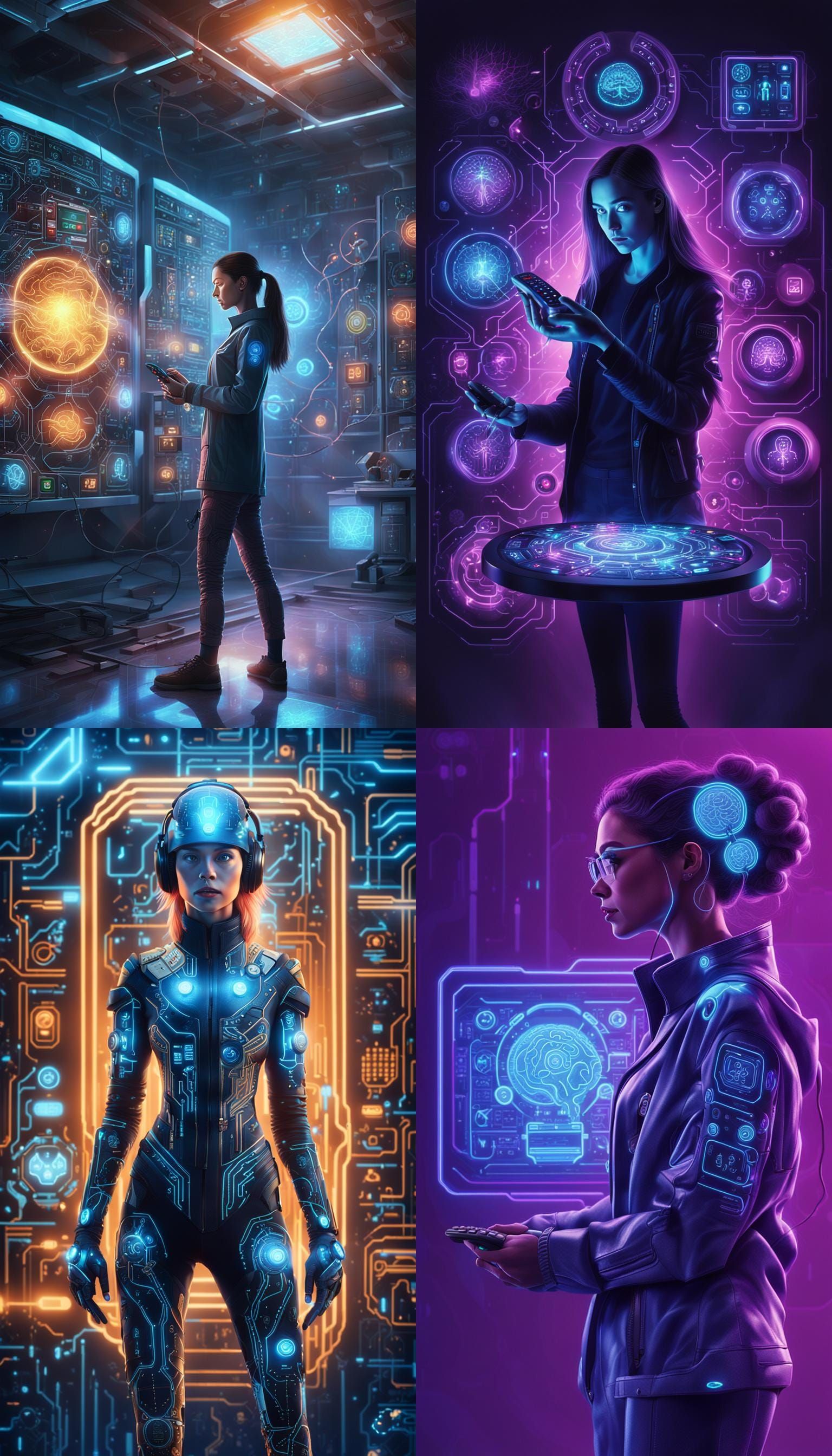 Sci-Fi Woman Controls Neural Interface