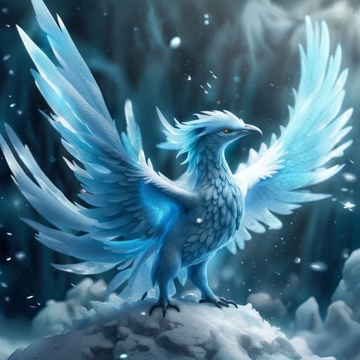 Photorealistic Articuno Pokemon Soaring Through Blizzard