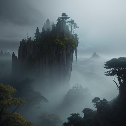 Mystical Forest Vista with Armored Figure