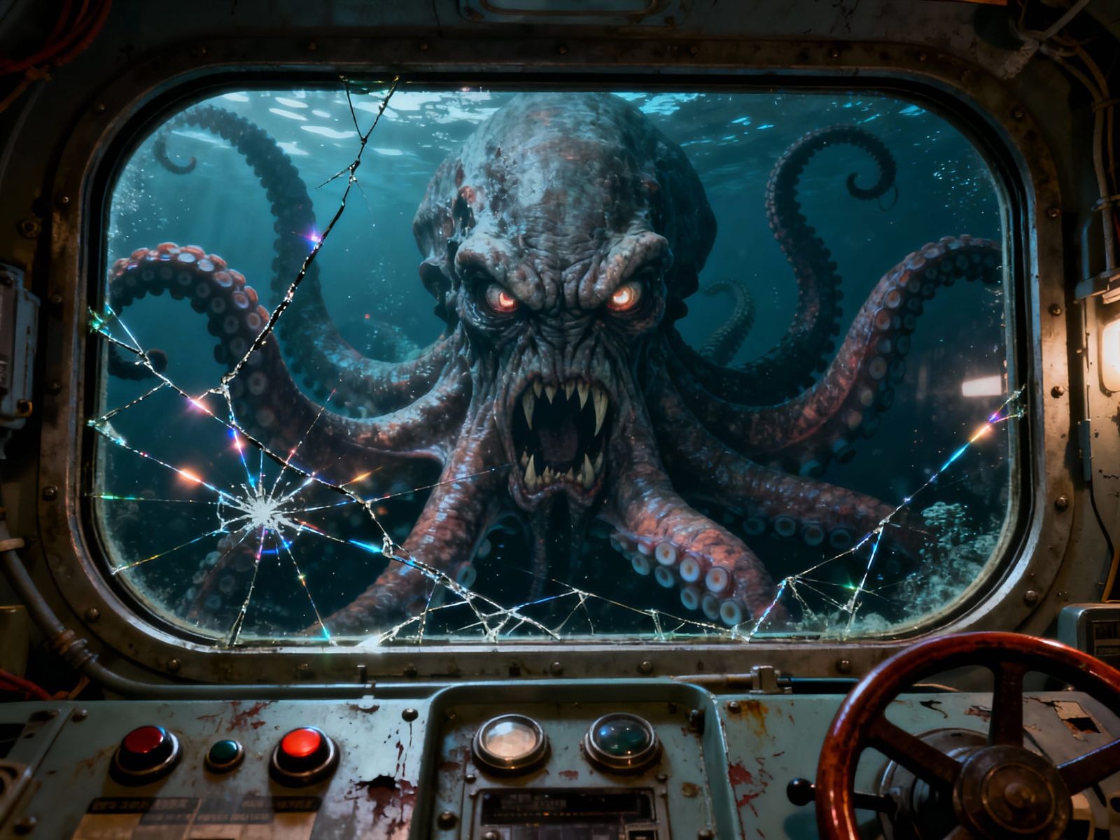Deep Sea Horror: Colossal Octopus Attacks Submarine