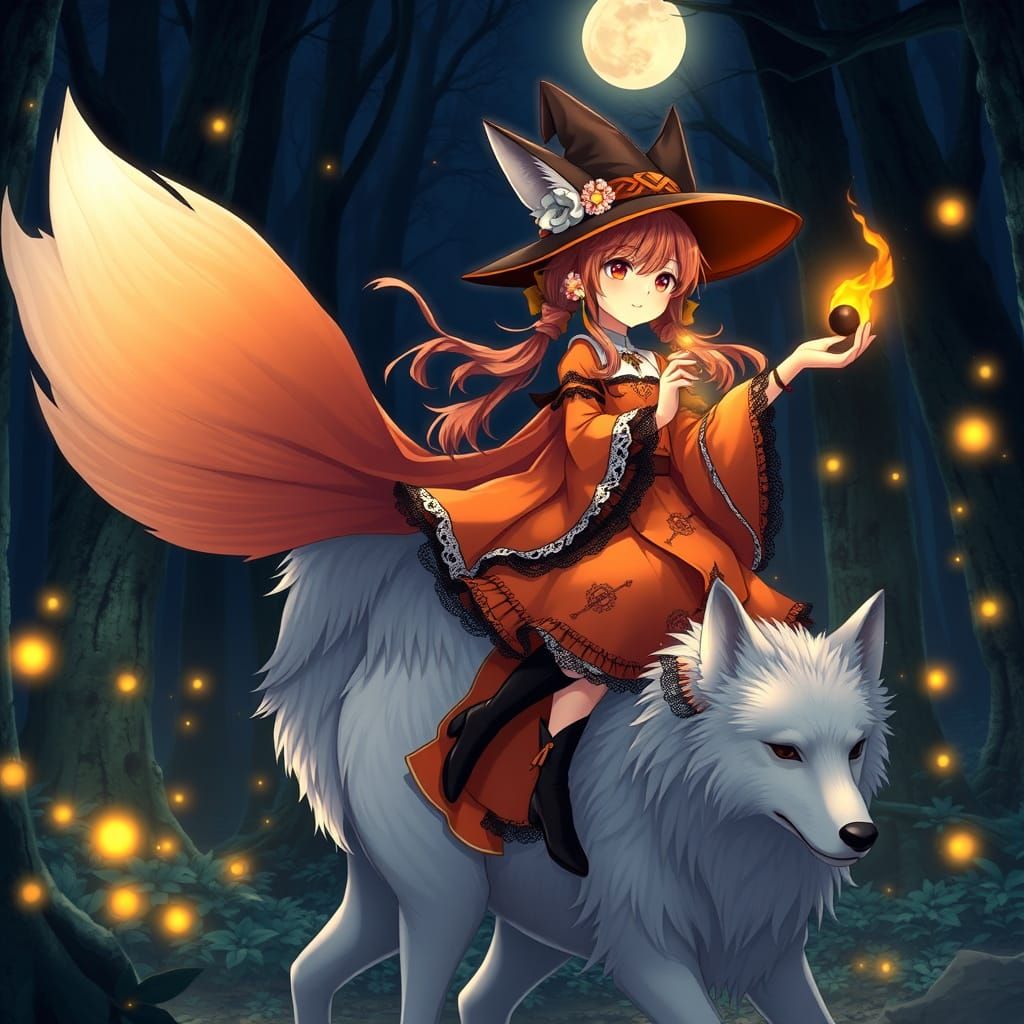 Fox Girl Enchants Enchanted Forest with Wizardly Elegance