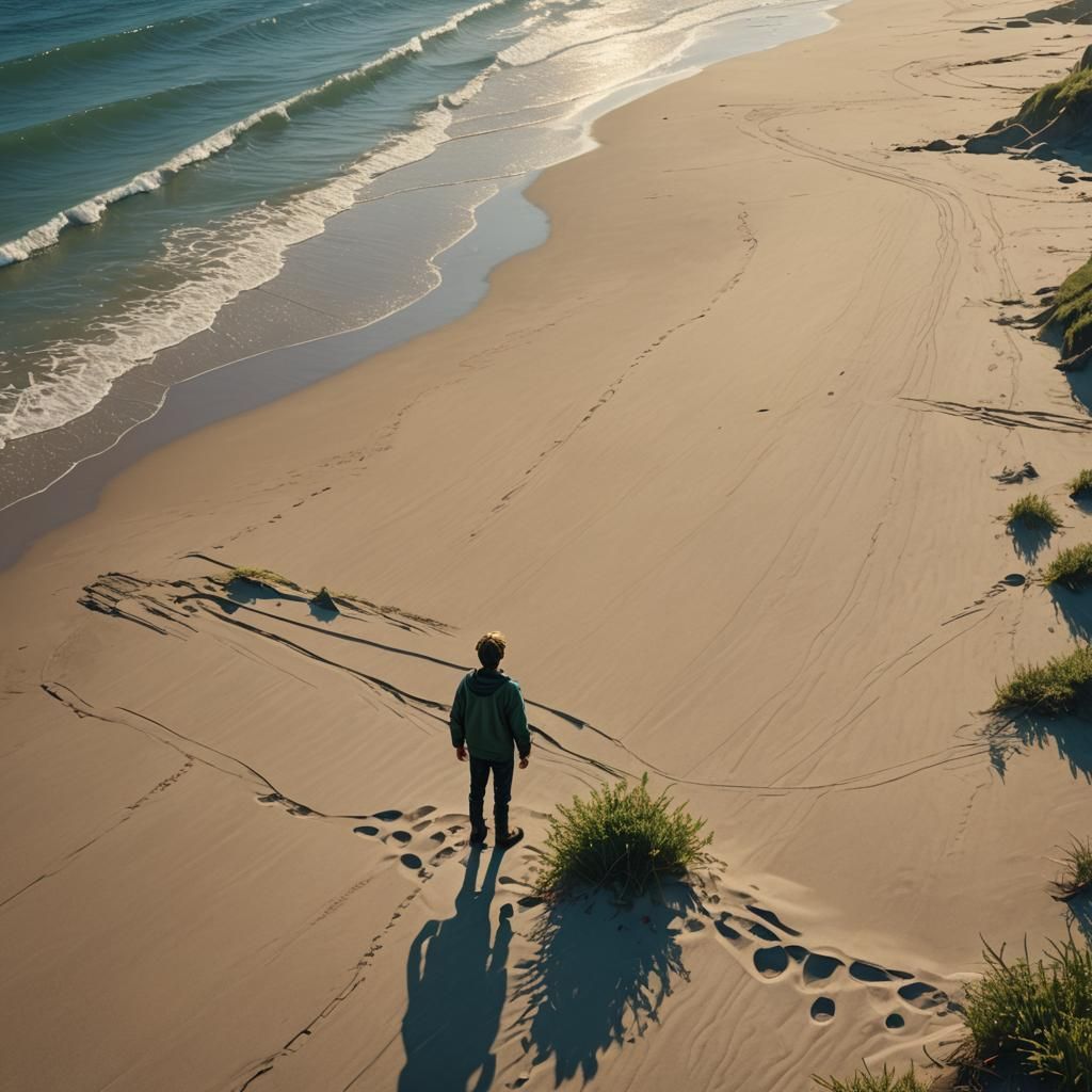 Person Contemplates Ocean: Digital Matte Painting