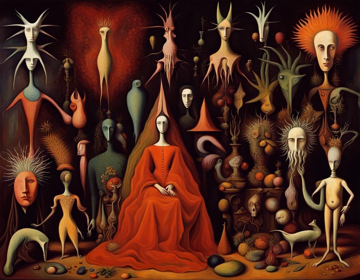 Surreal Cats with Fungal Textures in Organicpunk Style