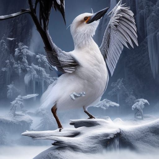 Intricate Ice Bird Digital Matte Painting