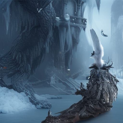 Epic Ice Bird Digital Matte Painting