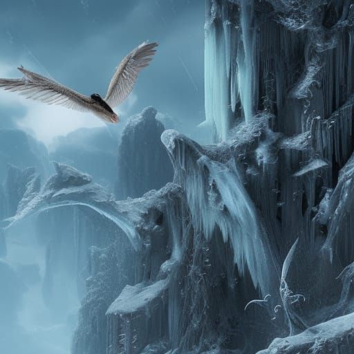 Epic Ice Bird Digital Matte Painting