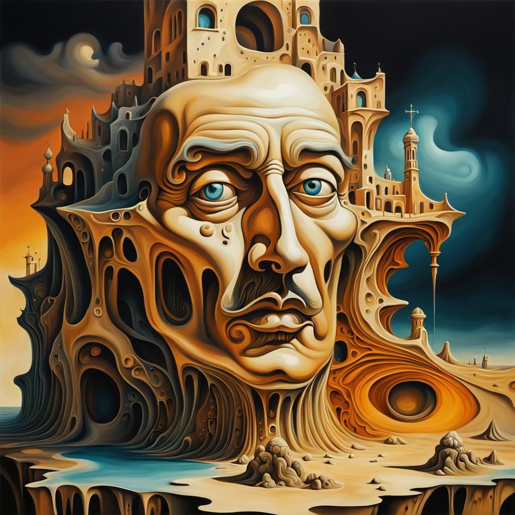 Abstract Surreal Building in Salvador Dali Style