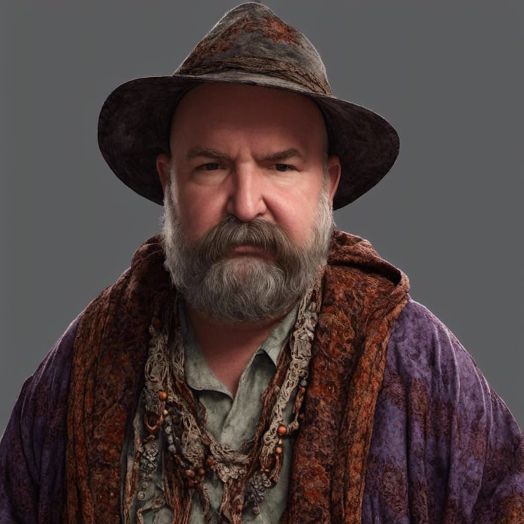 Powerful Sorcerer Portrait with Intricate Robe