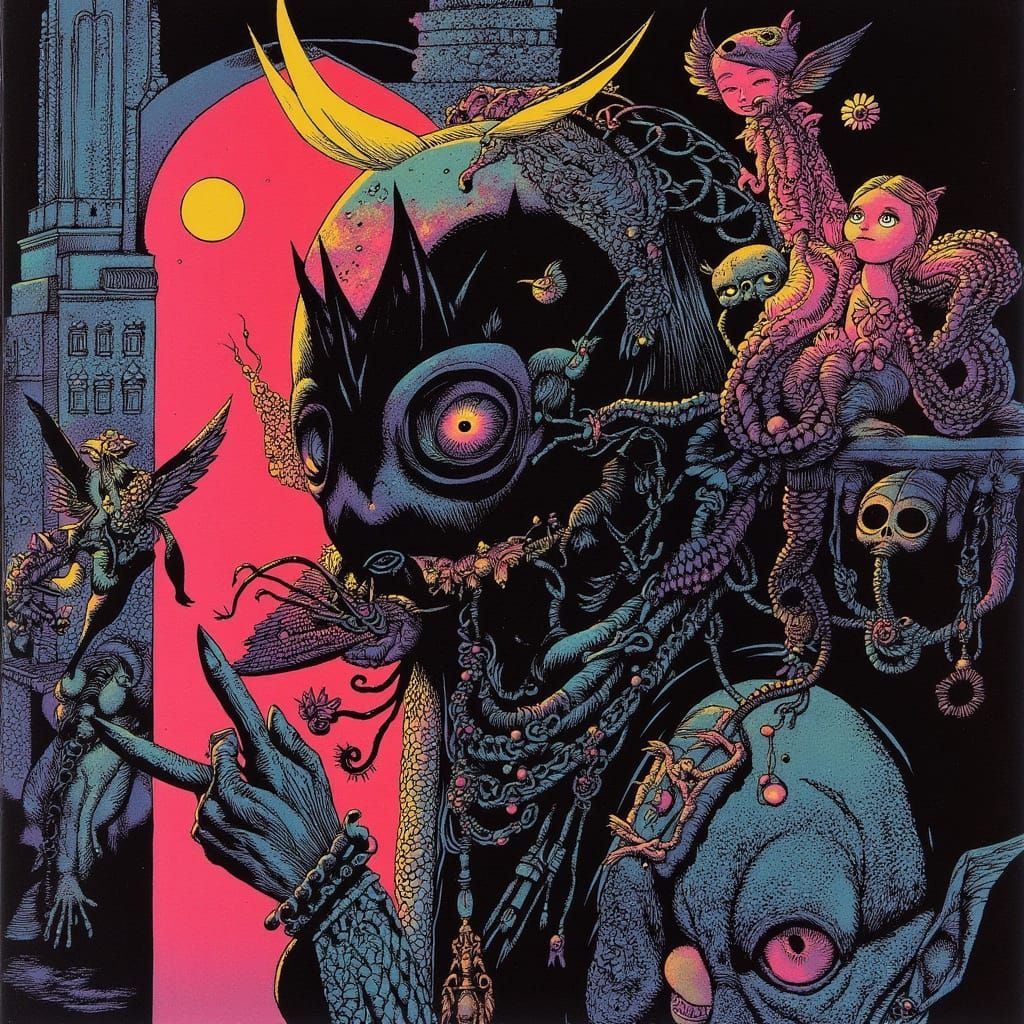 Glitchcore Cyberpunk in Hans Arnold Style