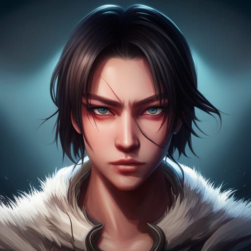 Anime Man Portrait in Japanese Manga Style