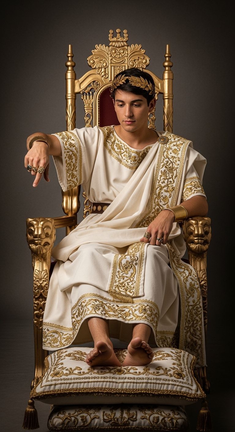 Young Roman Emperor on Gold Throne: Photorealistic Style