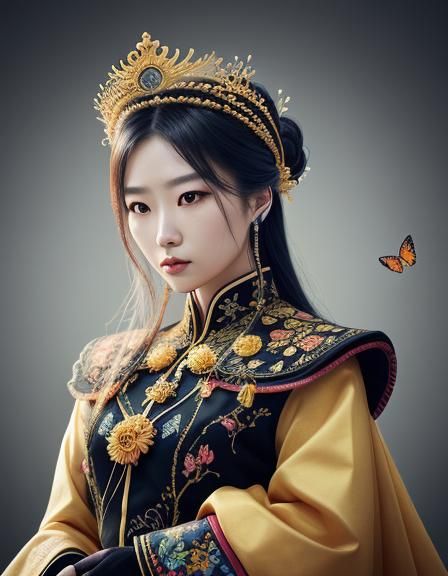 Ethereal Korean Woman in Floral Crown: Hyperrealistic Art
