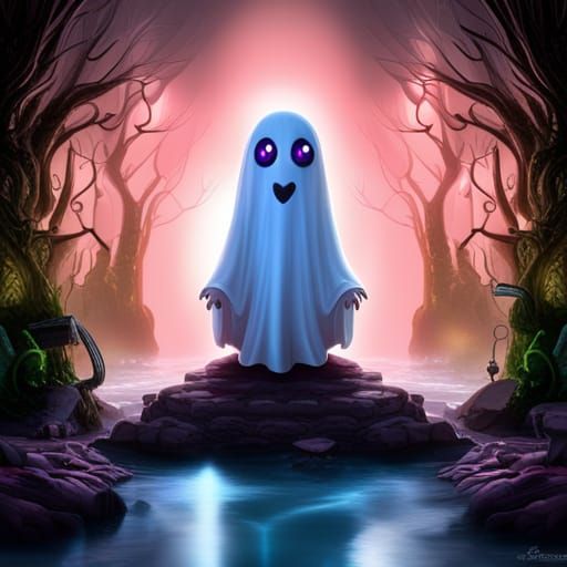 Cute Animal Ghost in Magical Forest: Fantasy Realism