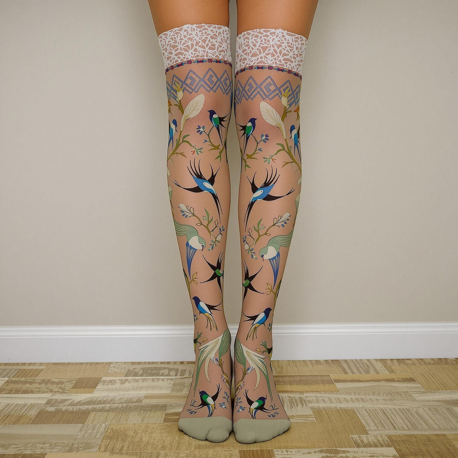 Elegant Lady in Art Nouveau Style Socks