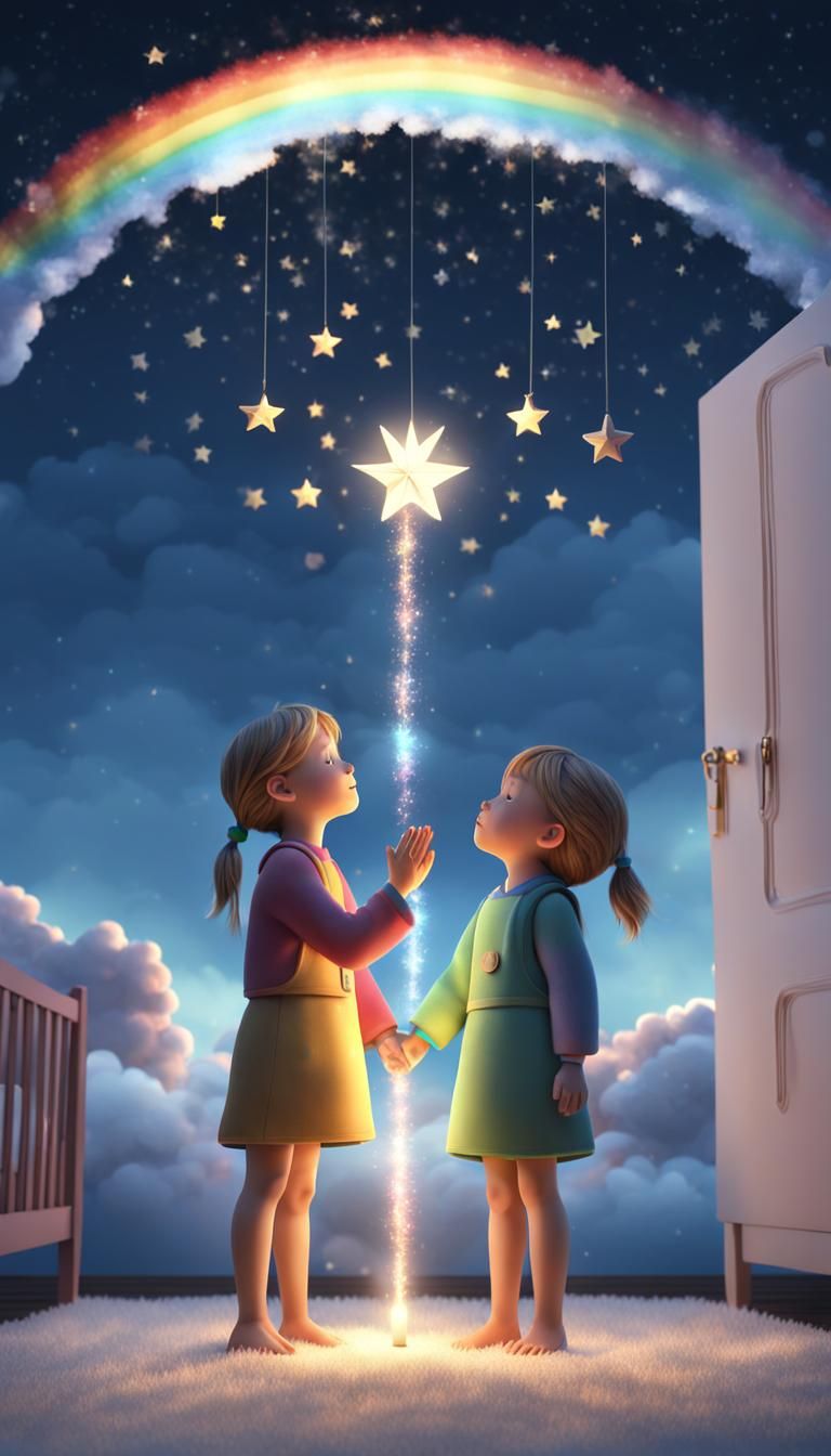Young Siblings' Star Wish: 3D Animation