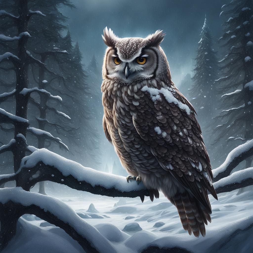 Owl in Snow: Epic Digital Matte Painting