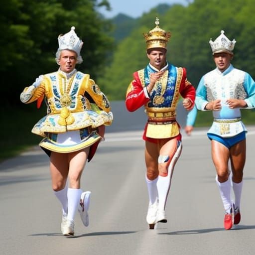 Ornate Teacup Kings Running a Marathon