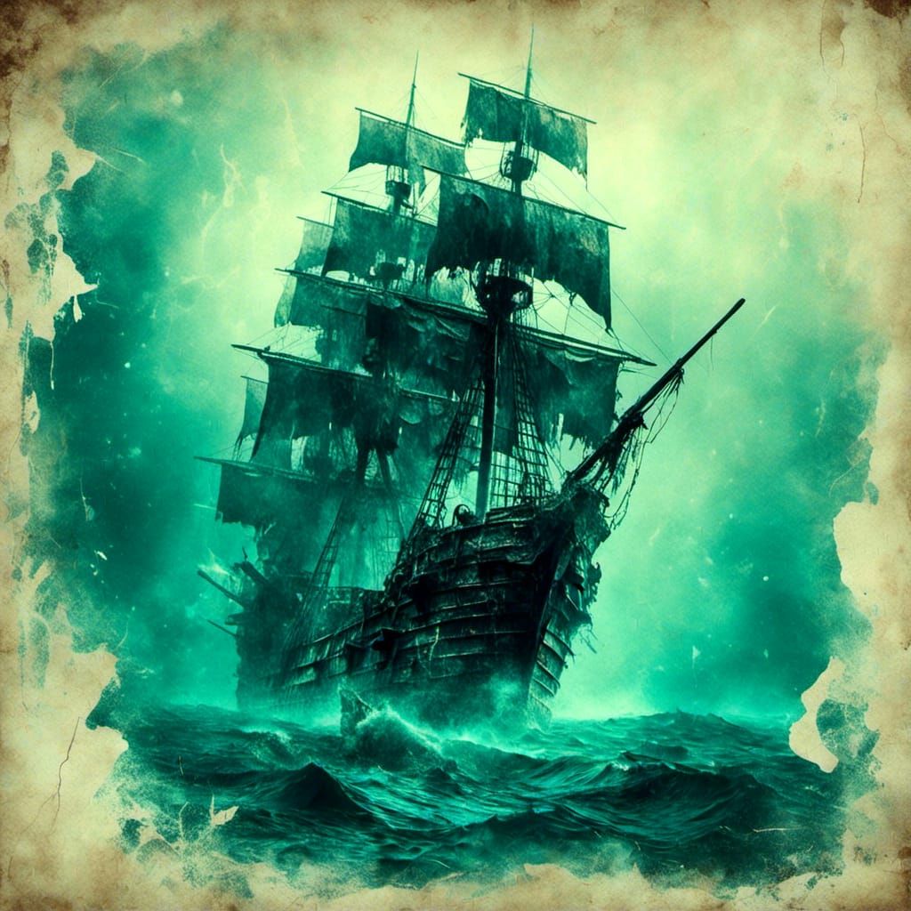 Pirate Ship on the Deep Blue Sea