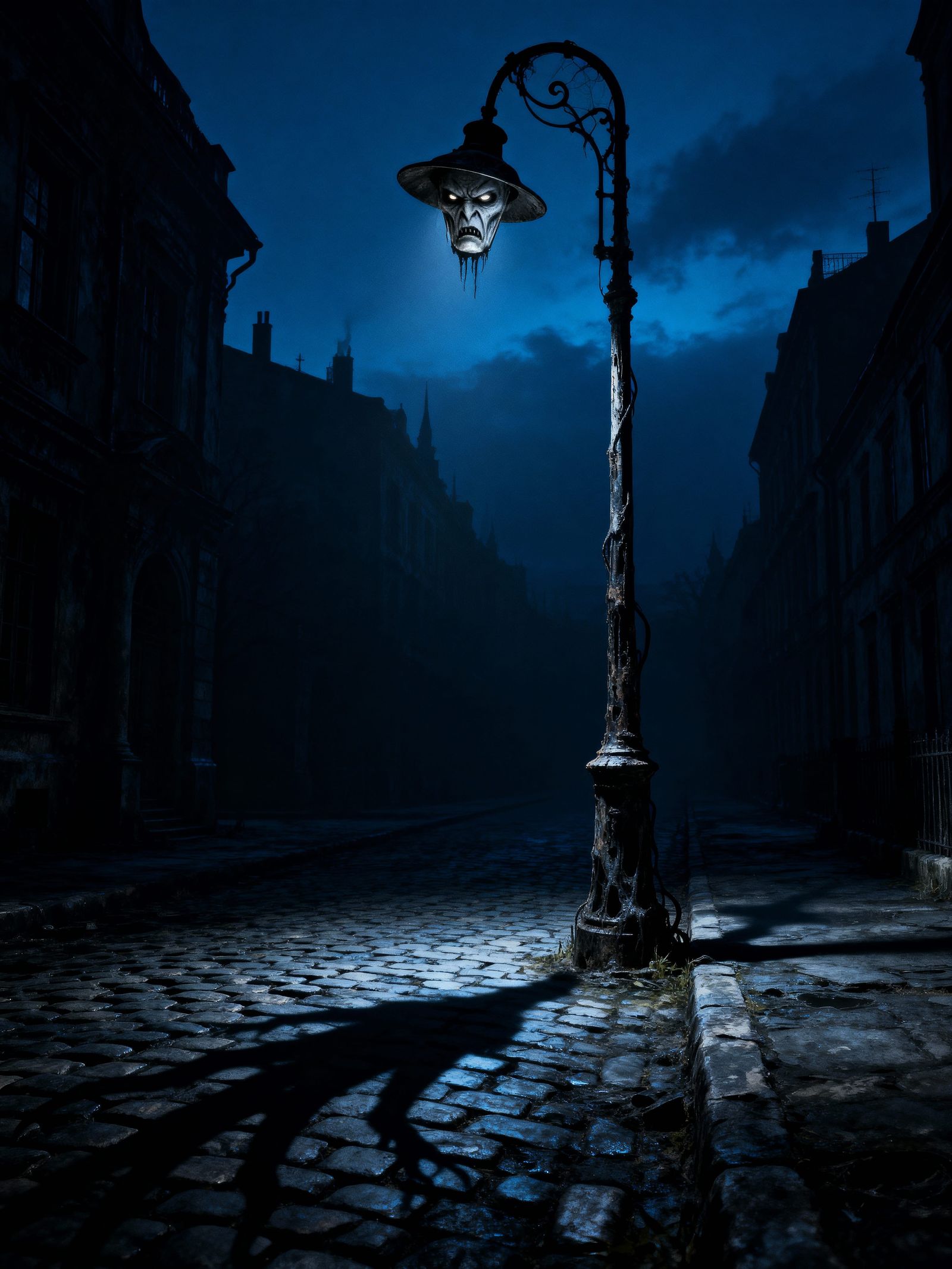 Solemn Streetlamp on Gloomy Dusk Street